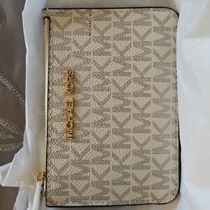 Michael Kors Beige Monogram Pouch
